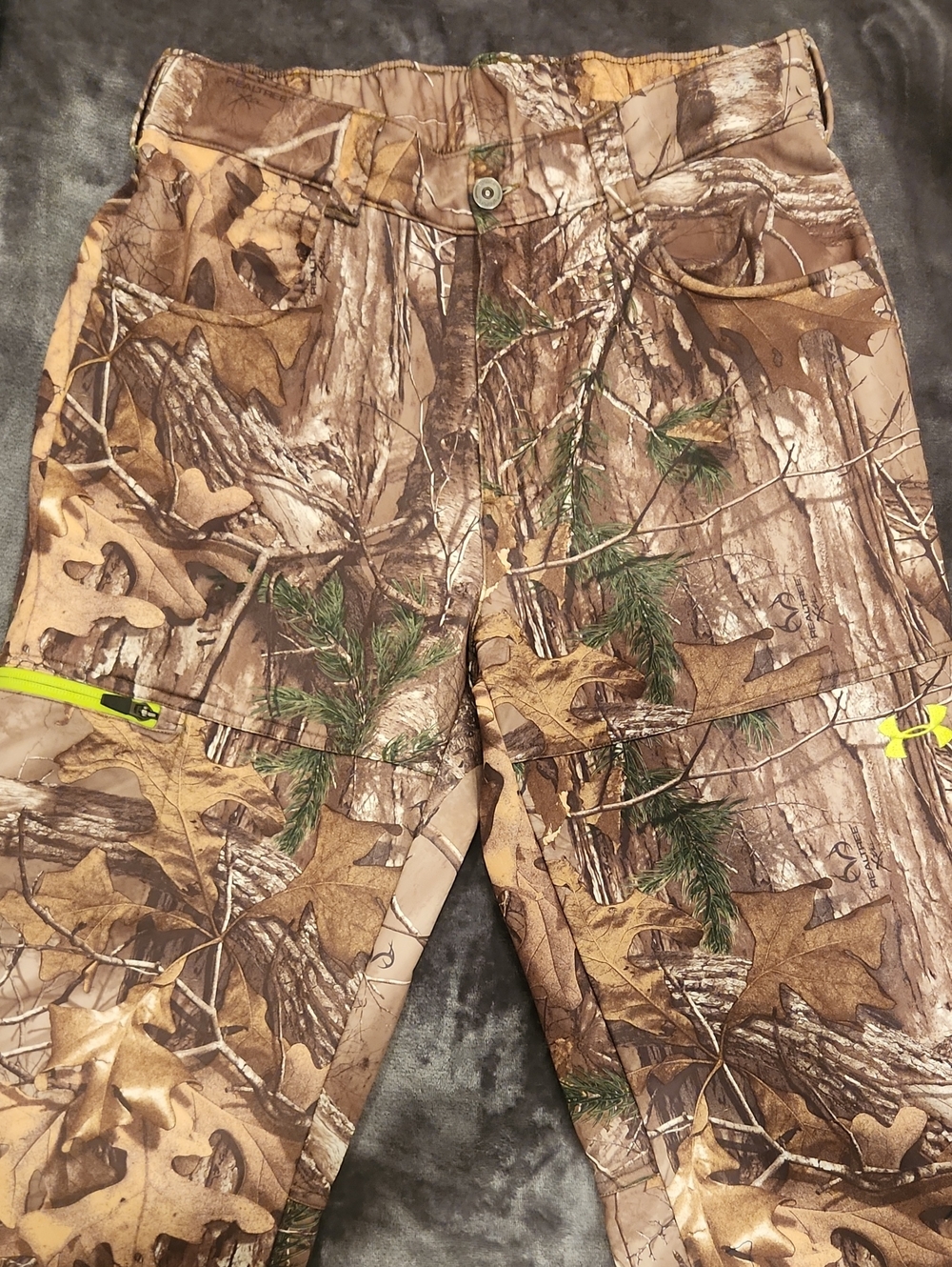 Under Armour Brown Camo Pants with Neon Accents